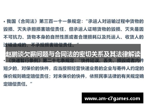 赵鹏谈欠薪问题与合同法的密切关系及其法律解读
